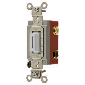 HUBBELL WIRING DEVICE-KELLEMS HBL1224LW Toggle Switch, Four Way, 20A, 120/277VAC, White | BD4ZWP