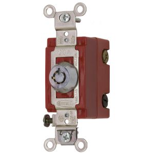 HUBBELL WIRING DEVICE-KELLEMS HBL1224RKL Barrel Key Locking Switch, Four Way, 20A, 120/277VAC, Back And Side Wired | AB3HWD 1TJW9