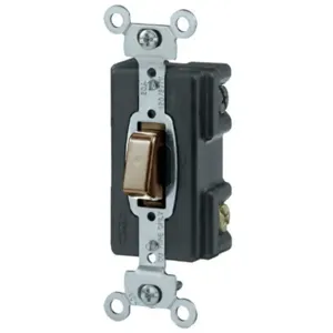 HUBBELL WIRING DEVICE-KELLEMS HBL1281 Presswitch, Single Pole, 20A, 120/277VAC, Screw Terminals, Brown | AC8PUX 3D004