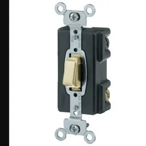 HUBBELL WIRING DEVICE-KELLEMS HBL1281I Presswitch, Single Pole, 20A, 120/277VAC, Screw Terminals, Ivory | AC8QJN 3D490