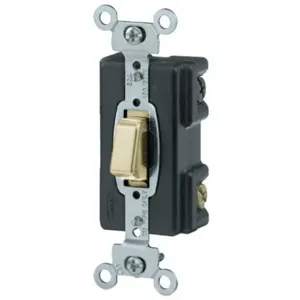 HUBBELL WIRING DEVICE-KELLEMS HBL1287I Presswitch, Single Pole, 20A, 120/277VAC, Screw Terminals, Ivory | BD4FTM