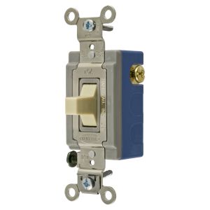 HUBBELL WIRING DEVICE-KELLEMS HBL1381I Toggle Switch, Single Pole Double Throw Center Off, 15A, 120/277VAC, Ivory | BC8FXC