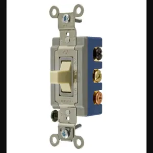 HUBBELL WIRING DEVICE-KELLEMS HBL1382I Toggle Switch, Double Pole Double Throw Center Off, 15A, 120/277VAC, Ivory | BC8RMN