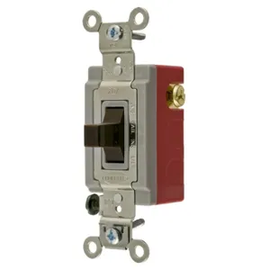 HUBBELL WIRING DEVICE-KELLEMS HBL1385 Toggle Switch, Single Pole Double Throw Center Off, 20A, 120/277VAC, Brown | BC7RKL