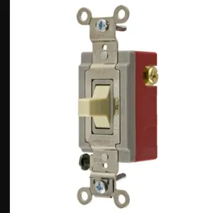 HUBBELL WIRING DEVICE-KELLEMS HBL1385I Toggle Switch, Single Pole Double Throw Center Off, 20A, 120/277VAC, Ivory | BC8KJY