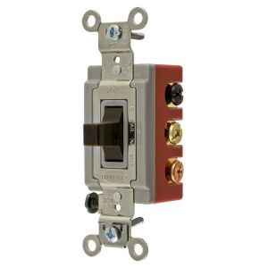 HUBBELL WIRING DEVICE-KELLEMS HBL1386 Toggle Switch, Double Pole Double Throw Center Off, 20A, 120/277VAC, Brown | AC8QGX 3D373