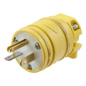 HUBBELL WIRING DEVICE-KELLEMS HBL1433 Dust Tight Plug, Industrial Grade, 20A 125V, 5-20P, Yellow, 1 Pk | AC8PUZ 3D008