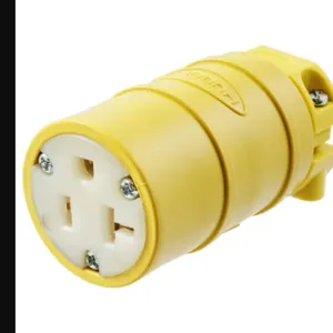 HUBBELL WIRING DEVICE-KELLEMS HBL1533 Dust Tight Connector, Industrial Grade, Straight, 20A 125V, 5-20R, Yellow, 1 Pk | AC8PVB 3D010