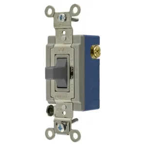 HUBBELL WIRING DEVICE-KELLEMS HBL1556GY Toggle Switch, Momentary Single Pole, 15A, 120/277VAC, Gray | AC8QHA 3D377