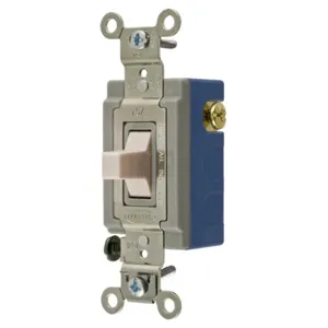 HUBBELL WIRING DEVICE-KELLEMS HBL1556LA Toggle Switch, Momentary Single Pole, 15A, 120/277VAC, Light Almond | BC8JNU