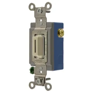 HUBBELL WIRING DEVICE-KELLEMS HBL1556LI Locking Switch, Momentary Single Pole, 15A, 120/277VAC, Ivory Key Guide | BC8TFV