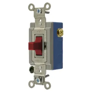 HUBBELL WIRING DEVICE-KELLEMS HBL1556R Toggle Switch, Momentary Single Pole, 15A, 120/277VAC, Red | AC2MHV 2LBU8