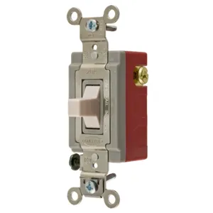 HUBBELL WIRING DEVICE-KELLEMS HBL1557LA Toggle Switch, Momentary Single Pole, 20A, 120/277VAC, Light Almond | BC9QTL