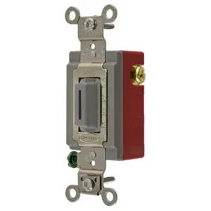 HUBBELL WIRING DEVICE-KELLEMS HBL1557LG Locking Switch, Momentary Single Pole, 20A, 120/277VAC, Gray Key Guide | BD6DXK