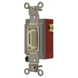 HUBBELL WIRING DEVICE-KELLEMS HBL1557LI Locking Switch, Momentary Single Pole, 20A, 120/277VAC, Ivory Key Guide | BC8GXK