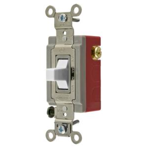 HUBBELL WIRING DEVICE-KELLEMS HBL1557W Toggle Switch, Momentary Single Pole, 20A, 120/277VAC, White | AC2MHX 2LBV1