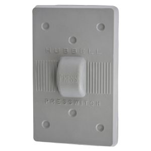 HUBBELL WIRING DEVICE-KELLEMS HBL1750 Weatherproof Cover, 1-Gang, For Presswitch, Standard Size, Gray, Silicone | AC8PVD 3D012
