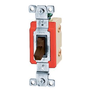 HUBBELL WIRING DEVICE-KELLEMS HBL18201CN Toggle Switch, Single Pole, 15A, 347VAC, Brown | BC9DXR
