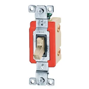 HUBBELL WIRING DEVICE-KELLEMS HBL18221ICN Toggle Switch, Single Pole, 20A, 347VAC, Ivory | BD2TEE