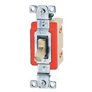 HUBBELL WIRING DEVICE-KELLEMS HBL18203ICN Toggle Switch, Three Way, 15A, 347VAC, Ivory | BC9EJU