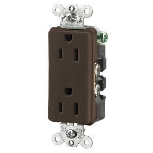 HUBBELL WIRING DEVICE-KELLEMS HBL2152 Straight Receptacle, Duplex, 15A 125V, Brown, 1 Pk | BD2KCX