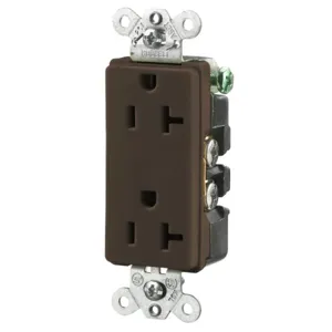 HUBBELL WIRING DEVICE-KELLEMS HBL2162 Straight Receptacle, Duplex, 20A 125V, Brown, 1 Pk | BD4KCZ