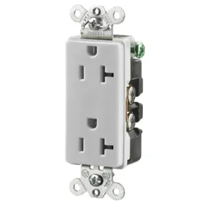 HUBBELL WIRING DEVICE-KELLEMS HBL2162OW Straight Receptacle, Duplex, 20A 125V, Office White, 1 Pk | BC9AWL