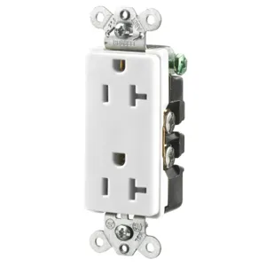 HUBBELL WIRING DEVICE-KELLEMS HBL2162WA Straight Receptacle, Duplex, 20A 125V, White, 1 Pk | BC7WPY