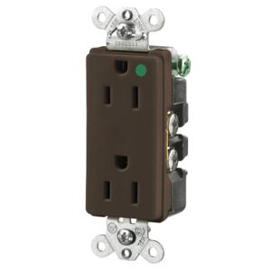 HUBBELL WIRING DEVICE-KELLEMS HBL2172 Receptacle, Duplex, 2-Pole, 3-Wire Grounding, 15A, 125V, Brown | BD3TZJ