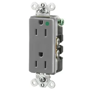 HUBBELL WIRING DEVICE-KELLEMS HBL2172GY Receptacle, Duplex, 2-Pole, 3-Wire Grounding, 15A, 125V, Gray | BC8EKD