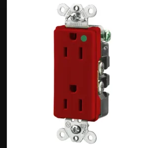 HUBBELL WIRING DEVICE-KELLEMS HBL2172R Receptacle, Duplex, 2-Pole, 3-Wire Grounding, 15A, 125V, Red | BC9HZC