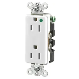 HUBBELL WIRING DEVICE-KELLEMS HBL2172WA Receptacle, Duplex, 2-Pole, 3-Wire Grounding, 15A, 125V, White | BD4WQJ