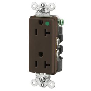 HUBBELL WIRING DEVICE-KELLEMS HBL2182 Receptacle, Duplex, 2-Pole, 3-Wire Grounding, 20A, 125V, Brown | BC9VFB