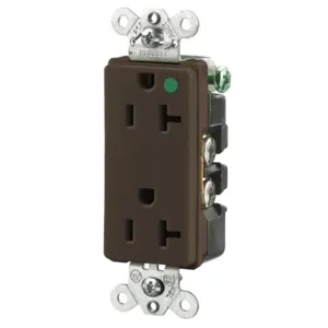 HUBBELL WIRING DEVICE-KELLEMS HBL2182 Receptacle, Duplex, 2-Pole, 3-Wire Grounding, 20A, 125V, Brown | BC9VFB