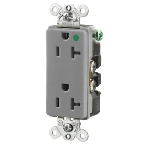 HUBBELL WIRING DEVICE-KELLEMS HBL2182GY Receptacle, Duplex, 2-Pole, 3-Wire Grounding, 20A, 125V, Gray | BC8KVQ