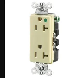 HUBBELL WIRING DEVICE-KELLEMS HBL2182I Receptacle, Duplex, 2-Pole, 3-Wire Grounding, 20A, 125V, Ivory | BC8FDP