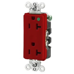 HUBBELL WIRING DEVICE-KELLEMS HBL2182R Receptacle, Duplex, 2-Pole, 3-Wire Grounding, 20A, 125V, Red | BC8VKG