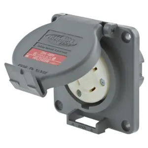 HUBBELL WIRING DEVICE-KELLEMS HBL2340SW Receptacle, 20A, 480VAC, 2-Pole, 3-Wire Grounding, Watertight | BC9AGZ