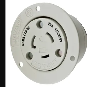 HUBBELL WIRING DEVICE-KELLEMS HBL2366 Flanged Receptacle, 20A, 125/250V, 3-Pole, 3-Wire Non-Grounding | BD3GRR