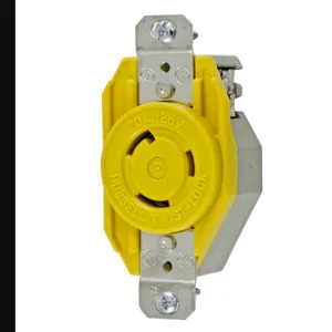 HUBBELL WIRING DEVICE-KELLEMS HBL23CM10 Single Flush Receptacle, 20A, 125VAC, 2 Pole, 3 Wire Grounding, Yellow | BC7ZWV