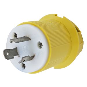 HUBBELL WIRING DEVICE-KELLEMS HBL23CM21 Plug, 20A, 250VAC, 2 Pole, 3 Wire Grounding, Yellow | AC8QJZ 3D564