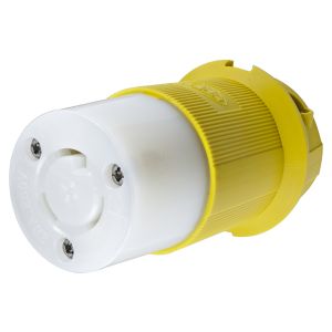 HUBBELL WIRING DEVICE-KELLEMS HBL23CM23 Connector, 20A, 250VAC, 2 Pole, 3 Wire Grounding, Yellow | AC8QKA 3D565