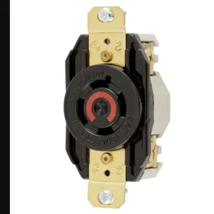 HUBBELL WIRING DEVICE-KELLEMS HBL2410RT Single Flush Receptacle, 20A, 125/250V, 3-Pole, 4-Wire Grounding | BC8NNN