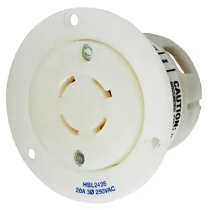 HUBBELL WIRING DEVICE-KELLEMS HBL2426 Flanged Receptacle, 20A, 3-Phase, 250VAC, 3-Pole, 4-Wire Grounding | AC8PWM 3D049