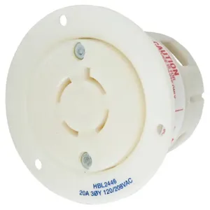 HUBBELL WIRING DEVICE-KELLEMS HBL2446 Flanged Receptacle, 20A, 3-Phase, 120/208VAC, 4-Pole, 4-Wire Non- Grounding | AC8QKD 3D574