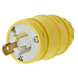 HUBBELL WIRING DEVICE-KELLEMS HBL2447 Plug, 15A, 125VAC, 2-Pole, 3-Wire Grounding, Yellow | AC8PWQ 3D054