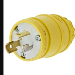 HUBBELL WIRING DEVICE-KELLEMS HBL2447 Plug, 15A, 125VAC, 2-Pole, 3-Wire Grounding, Yellow | AC8PWQ 3D054