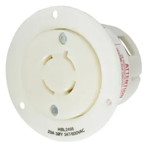 HUBBELL WIRING DEVICE-KELLEMS HBL2466 Flanged Receptacle, 20A, 3-Phase, 347/600VAC, 4-Pole, 4-Wire Non- Grounding | AC8QKG 3D584