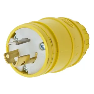 HUBBELL WIRING DEVICE-KELLEMS HBL24W47 Male Plug, 15A, 125V, 2-Pole, 3-Wire Grounding | AC8PWR 3D055