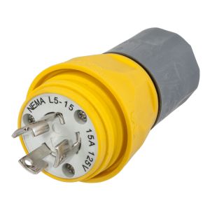 HUBBELL WIRING DEVICE-KELLEMS HBL24W47A Plug, 15A, 125VAC, 2 Pole, 3 Wire, Thermoplastic Elastomer, Yellow | AH8XLZ 39AW26